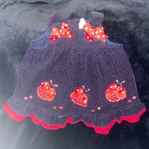 Navy Blue Ladybug polka dot baby dress